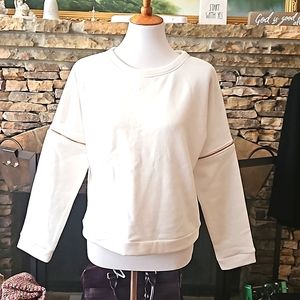 Lime & Vine white long sleeve/ short sleeve zip out sweater